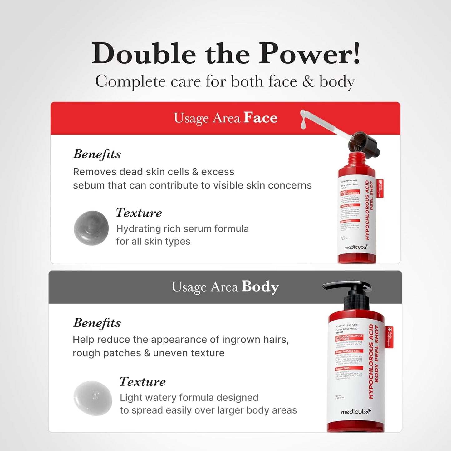 HYPOCHLOROUS ACID PEEL SHOT AND HYPOCHLOROUS ACID BODY PEEL SHOT